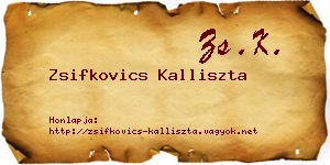 Zsifkovics Kalliszta névjegykártya